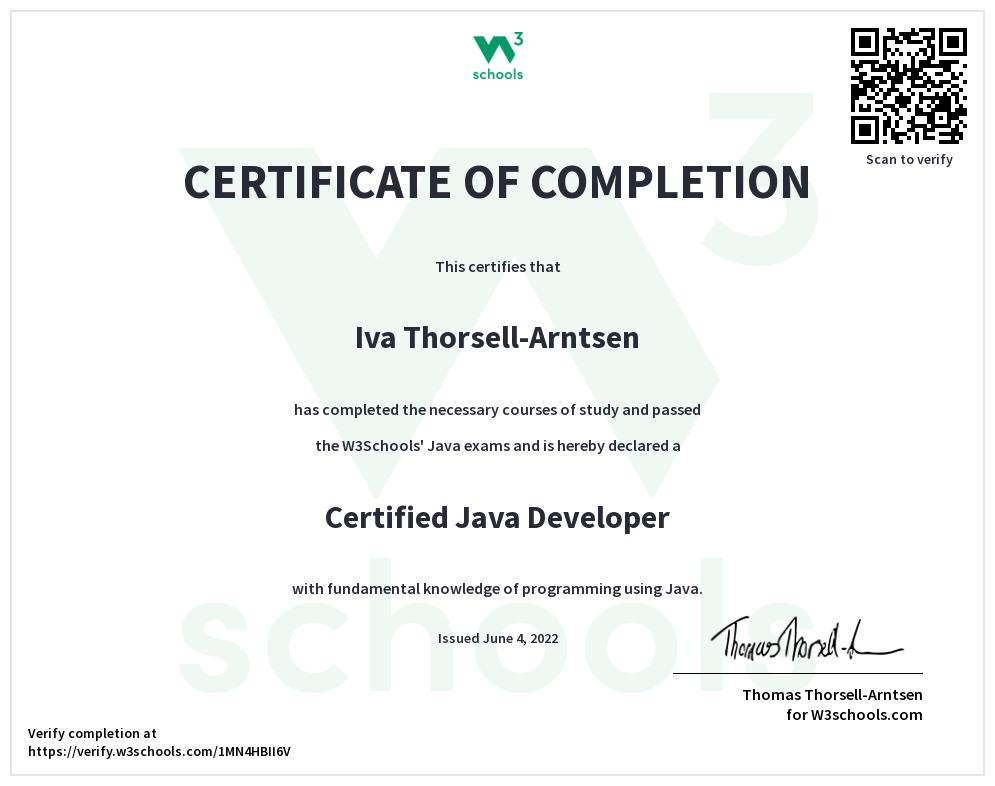 Java Certificate